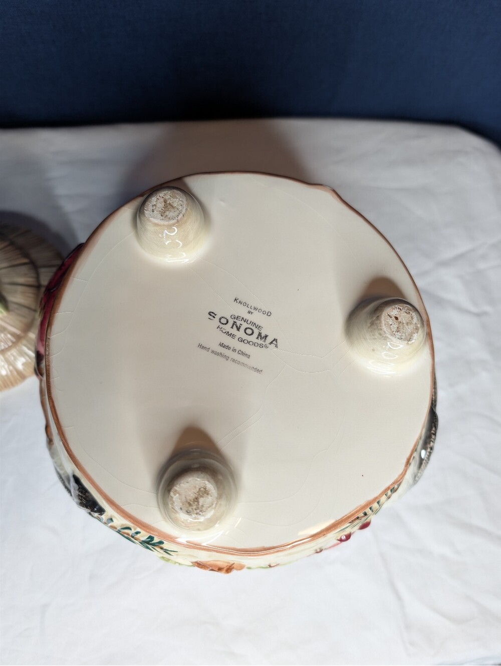 Sonoma Ceramic Bird and Pinecone Cookie Jar with Lid - Picture 6 of 7